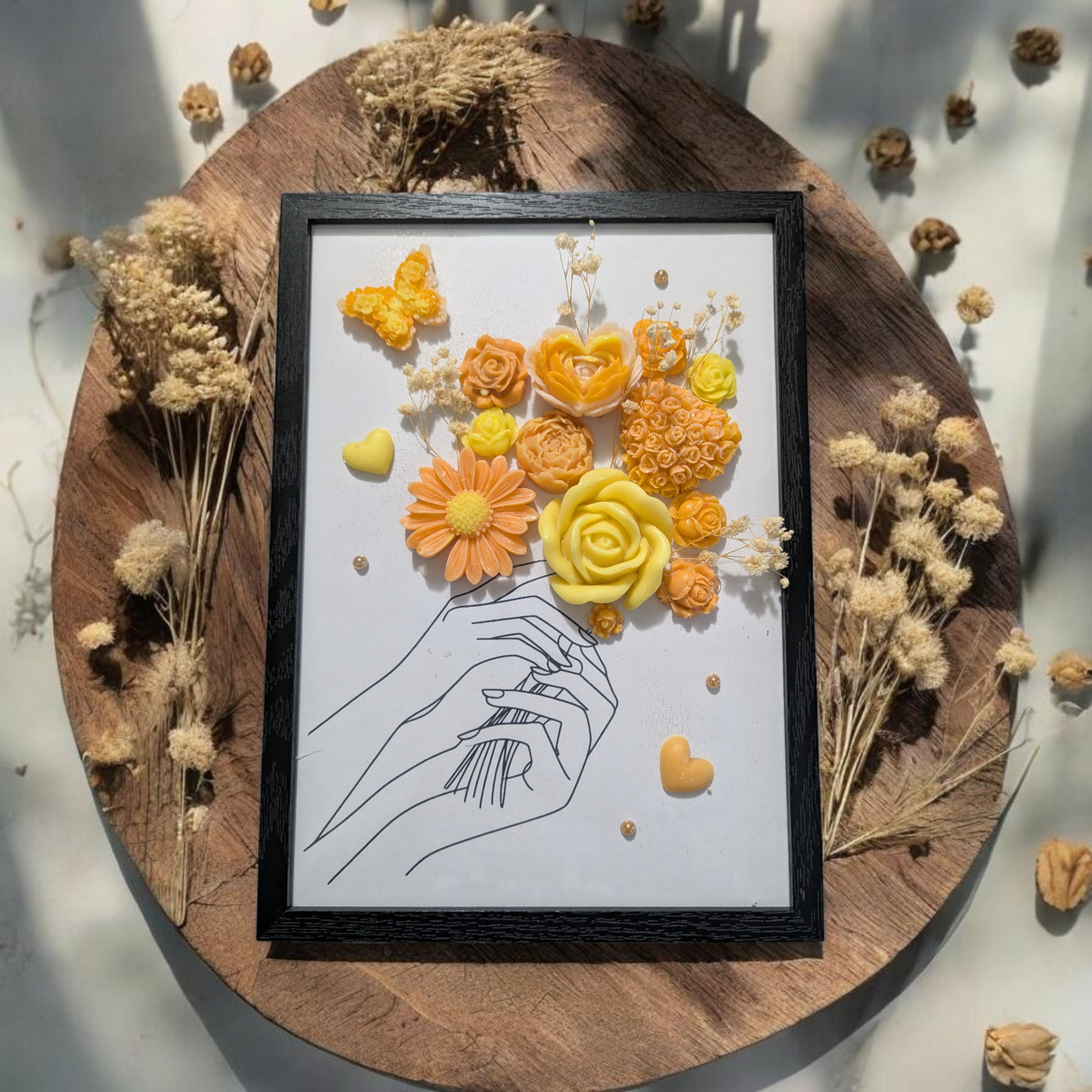 Tableau parfumé de fleur en cire