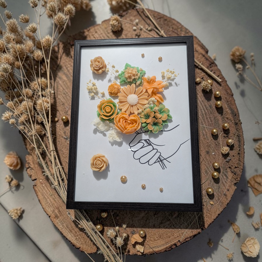 Tableau parfumé de fleur en cire