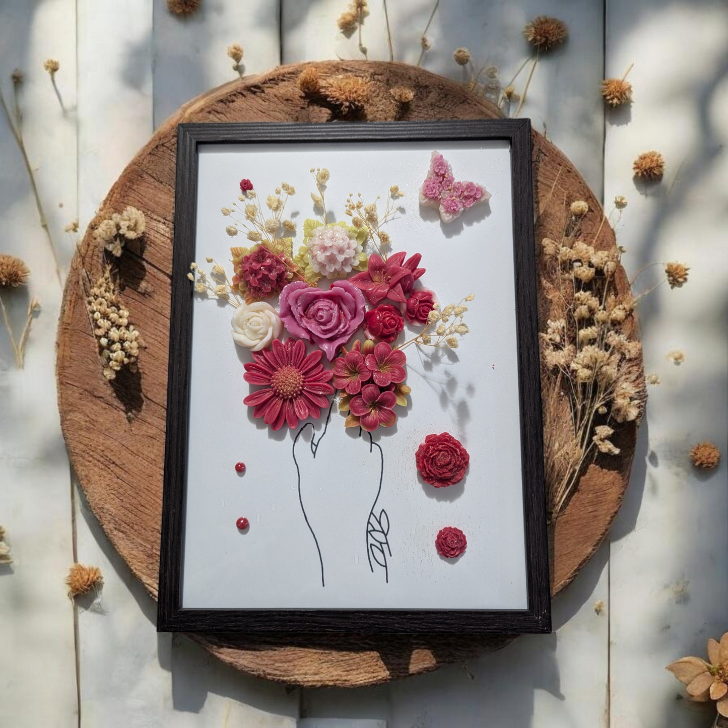 Tableau parfumé de fleur en cire