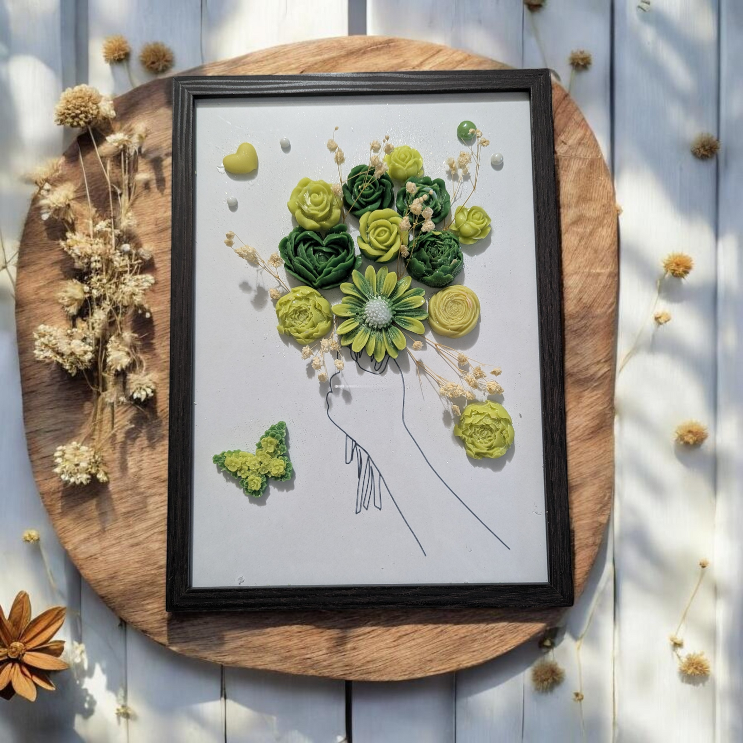 Tableau parfumé de fleur en cire