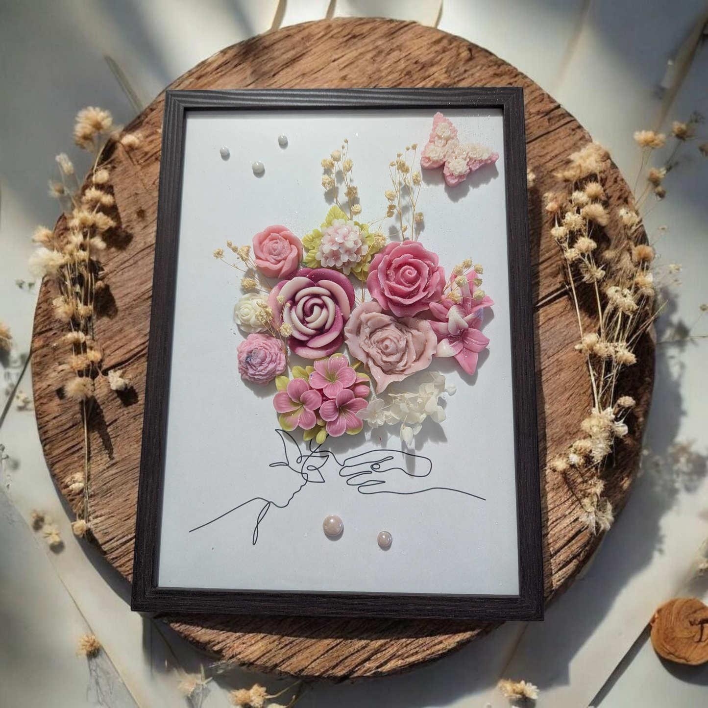 Tableau parfumé de fleur en cire
